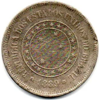 1889 - 100 Réis - Moeda Brasil Imagem