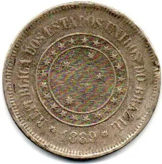 1889 - 100 Réis - Moeda Brasil