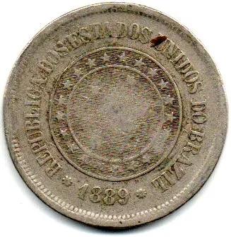 1889 - 100 Réis - Moeda Brasil Imagem