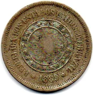 1889 - 100 Réis - Moeda Brasil Imagem