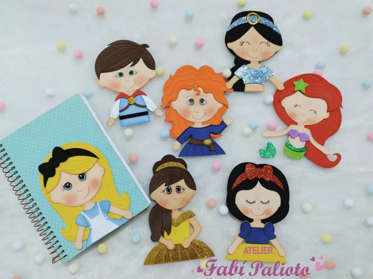 KIT27   Gabarito de Moldes  em MDF  Coleção Meu Caderno - Princesas  Imagem