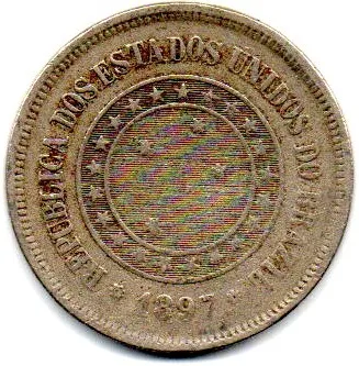 1897 - 100 Réis - Moeda Brasil