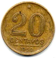 1950 - 20 Centavos - ERRO: Cunho Trincado - Moeda Brasil - Foto 2