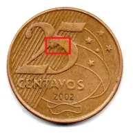 2002 - 25 Centavos - ERRO: Cunho Entupido - Moeda Brasil