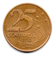 2002 - 25 Centavos - ERRO: Cunho Entupido - Moeda Brasil - Foto 3