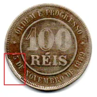 1895 - 100 Réis - ERRO: Cunho Quebrado - Moeda Brasil