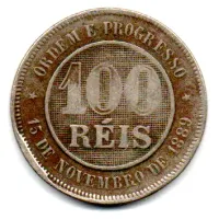 1895 - 100 Réis - ERRO: Cunho Quebrado - Moeda Brasil - Foto 3