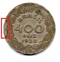 1938 - 400 Réis - ERRO: Cunho Quebrado - Moeda Brasil