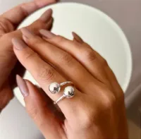 ANEL DUAS BOLAS, REGULÁVEL, ANTIALÉRGICO, BANHADO A PRATA 925 - Foto 2