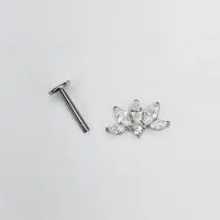 Labret Cluster em Titânio com 6 Pedras 1.2mm - (MEIA FLOR) - TIT16 - Foto 3