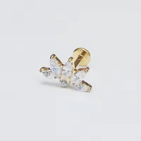 Labret Cluster em Titânio PVD DOURADO com 6 Pedras 1.2mm - (MEIA FLOR) - TIT10 - Foto 4