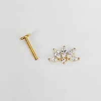 Labret Cluster em Titânio PVD DOURADO com 6 Pedras 1.2mm - (MEIA FLOR) - TIT10 - Foto 3