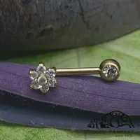 L BAR Genital em TITÂNIO FLOR PVD GOLD 1.6mm - (Christina) 1030 - Foto 2