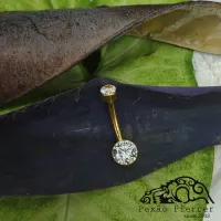 Banana Bell  em TITÂNIO PVD GOLD com Pedras FLAT  ( UMBIGO) 1024 - Foto 2