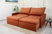 Sofá Retrátil Reclinável  e Cama Málaga 2.15m cores em Veludo  A62 - Sem Caixa - Foto 6