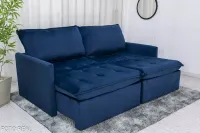 Sofá Retrátil Reclinável  e Cama Málaga 2.15m cores em Veludo  A62 - Sem Caixa - Foto 7