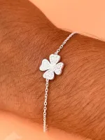 Pulseira de  prata feminina - trevo com pedras - PUL408 - Foto 2