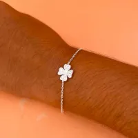 Pulseira de  prata feminina - trevo com pedras - PUL408 - Foto 3
