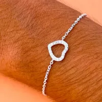 Pulseira de  prata feminina - Coração com pedras - PUL405 - Foto 3