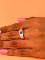 Anel de formatura prata 950 AZUL - AN020.1 - Foto 2