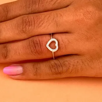 Anel de Prata Feminino - coração com pedras - AN1849 - Foto 2