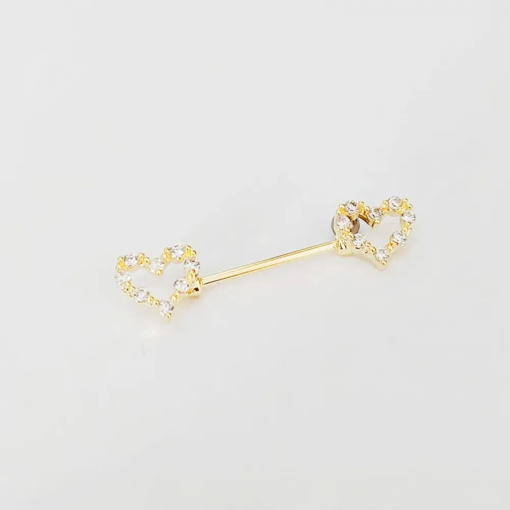 Micro Bell  Aço BANHO DE OURO 1.2mm MAMILO - CORAÇÃO - BNH12 Imagem