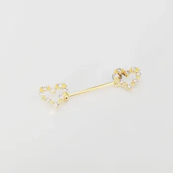 Micro Bell  Aço BANHO DE OURO 1.2mm MAMILO - CORAÇÃO - BNH12