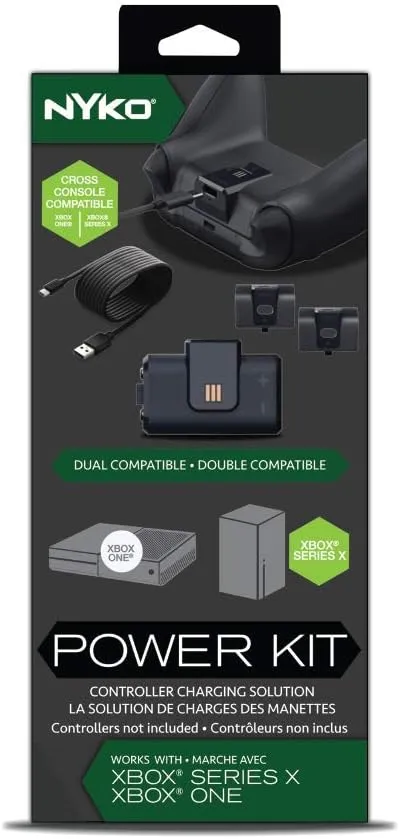 Power Kit  Nyko (1 Baterias recarregável + 2 Tampas da Bateria (1  Controle Series + 1 One) + cabo USB-C carregamento) 86302 - Xbox Series X/S e Xbox One 