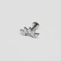 Labret Cluster em Titânio com 5 Pedras Navete 1.2mm - TIT18 - Foto 4