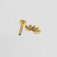 Labret Cluster em Titânio PVD DOURADO  com 5 Pedras Navete 1.2mm - TIT23 - Foto 3