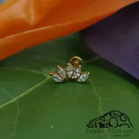 Labret em TITÂNIO PVD GOLD com 5 Pedras Navete 1054 - Foto 2