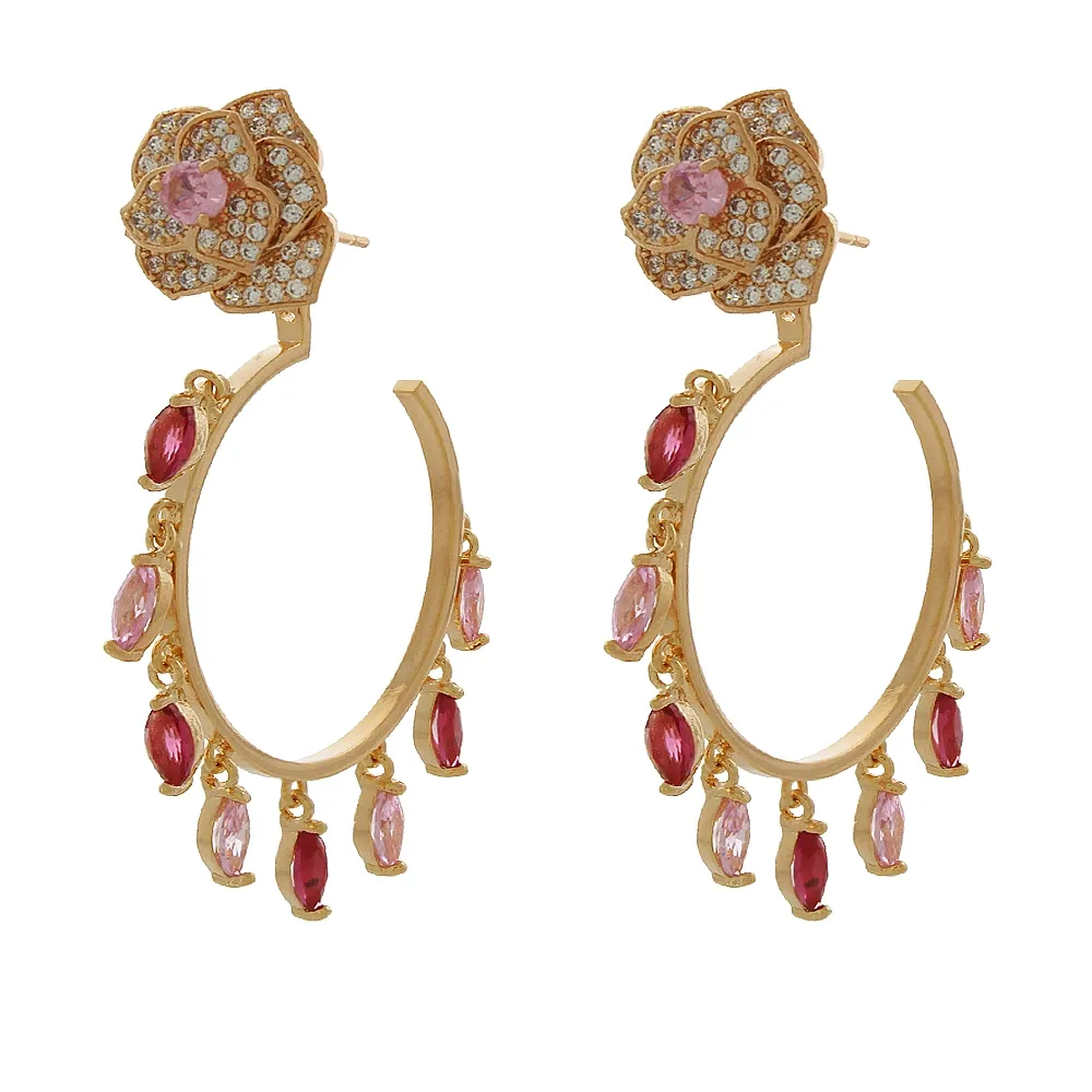 Irean Semijoias - Brinco Ear jacket = 2 em 1 formato rosa delicado mais ...