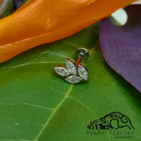 Labret em TITÂNIO RAMO 4 Folhas com Pedras 1055 - Foto 2