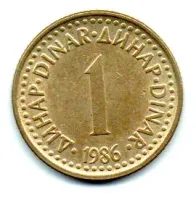 Iugoslávia - 1986 - 1 Dinara