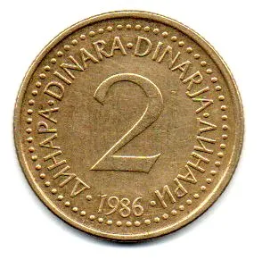 Iugoslávia - 1986 - 2 Dinara