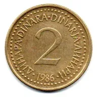 Iugoslávia - 1986 - 2 Dinara