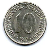 Iugoslávia - 1987 - 10 Dinara