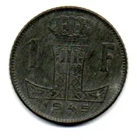 Bélgica - 1945 - 1 Franc - (Emissão Sob Domínio da Alemanha 2° Guerra)
