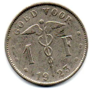 Bélgica - 1923 - 1 Franc Imagem