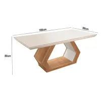 Conjunto Mesa com Vidro Pés Madeira Maciça 6 Cadeiras Madeira Tecido A40 Móveis - Foto 3