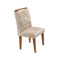Conjunto Mesa com Vidro Pés Madeira Maciça 6 Cadeiras Madeira Tecido A40 Móveis - Foto 5