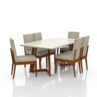 Mesa de Jantar 6 Cadeiras Retangular Freijo e Off DJ Móveis Copenhague - Foto 2