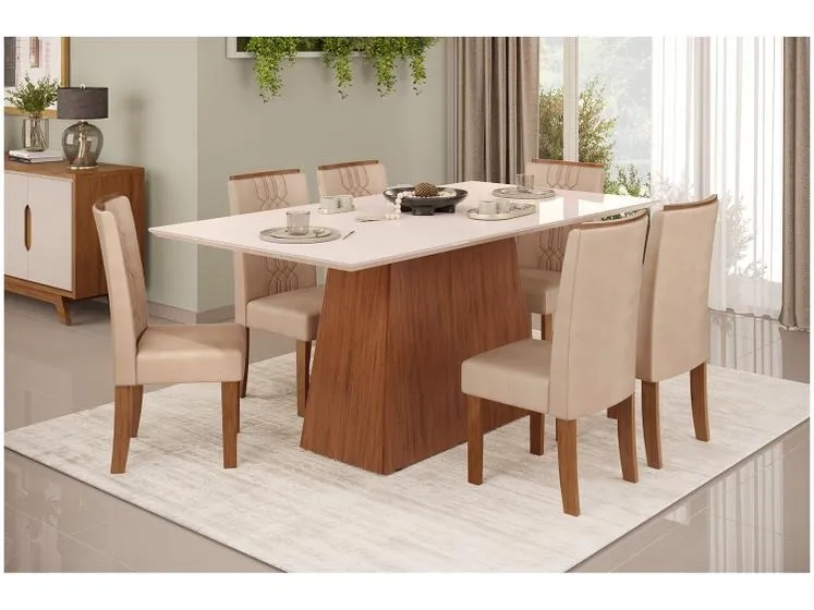 Mesa de Jantar 6 Cadeiras 100% MDF Imagem