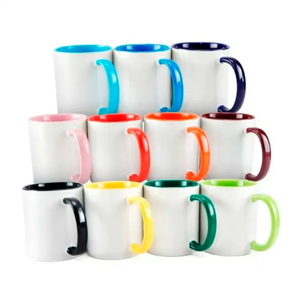 Caneca Ceramica com Alça Colorida