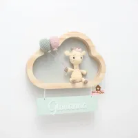 Girafa - Menina - 2 balões - Nuvem P - Placa Colorida - Porta Maternidade - Foto 2