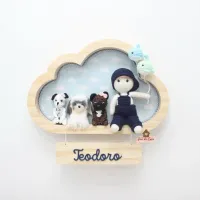 Menino com 3 Pets + balões Peixinhos - Nuvem G - Porta Maternidade