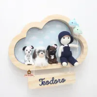 Menino com 3 Pets + balões Peixinhos - Nuvem G - Porta Maternidade - Foto 2