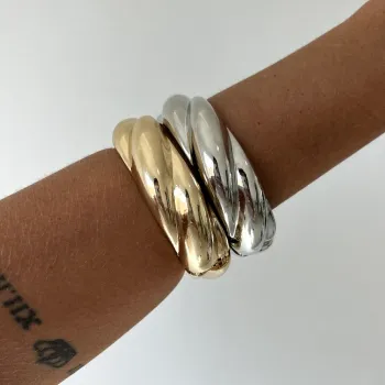 Bracelete Grosso Trançado - Ouro 18k - Foto 2