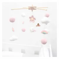 Cópia de Móbile Passarinho + Flor + Nuvens + Arco-Íris + Bolinhas