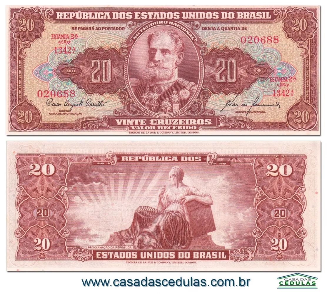 C087 - 20 Cruzeiros (Deodoro da Fonseca) - Fe - Leve amarelado